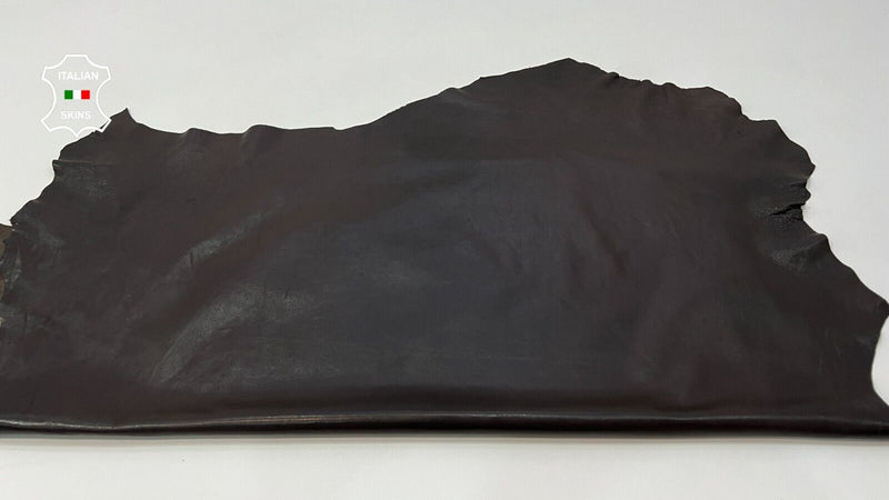 DARK BROWN ANTIQUED VEGETABLE TAN SEMI GLOSS Lambskin leather 9+sqf 0.9mm B9939