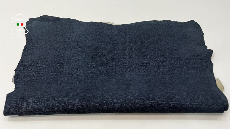 DARK BLUE REPTILE PRINT ON Thick Italian Goat leather 2 skins 14sqf 1.1mm #C272