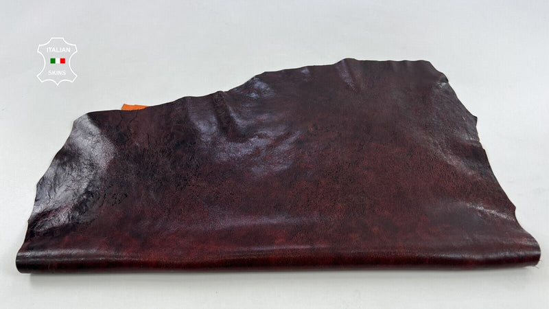 ORANGE ANTIQUED SHINY CRACKED VINTAGE LOOK Soft Lamb leather 5sqf 1.0mm #C1668
