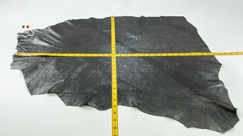 METALLIC GUNMETAL SHIMMER LAME Thin Soft Italian Lamb leather 6sqf 0.6mm C1106