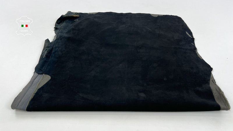 MIDNIGHT BLACK NUBUCK Soft Italian STRETCH Lambskin leather 5+sqf 0.8mm #C1496