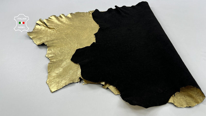 METALLIC GOLD WASHED ROUGH Thick Soft Goat leather 6sqf 1.5mm #C1321