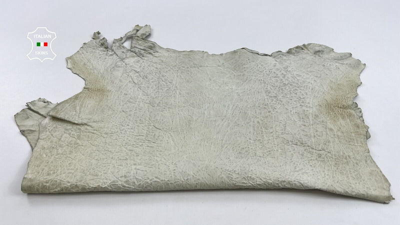 DIRTY GRAINY OFF WHITE WASHED Thick Italian Goatskin leather 5sqf 1.1mm #C970