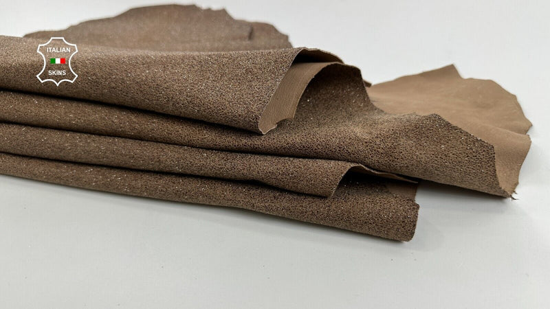 BROWN GLITTERS PRINT PEARLIZED SHIMMER Goatskin leather 2 skins 8sqf 1.2mm C2555