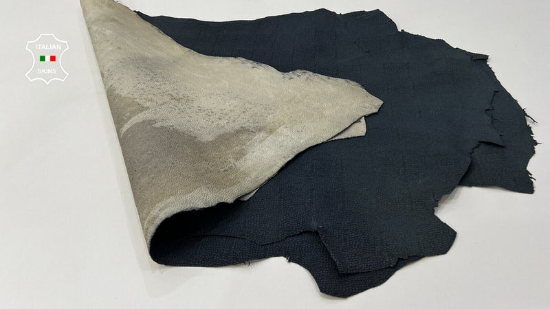 DARK BLUE REPTILE PRINT ON Thick Italian Goat leather 2 skins 14sqf 1.1mm #C272