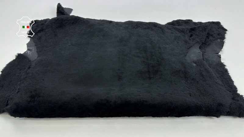 BLACK Sheepskin HAIR ON PEBBLE shearling fur leather 2 skins total 12sqf #C2499