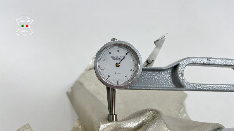METALLIC WHITE GOLD PLATINUM VINTAGE Thick Italian Goat leather 3+sqf 1.1mm C884