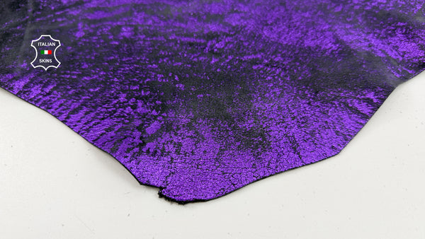 METALLIC PURPLE crackle distressed vintage look Italian lambskin leather skins