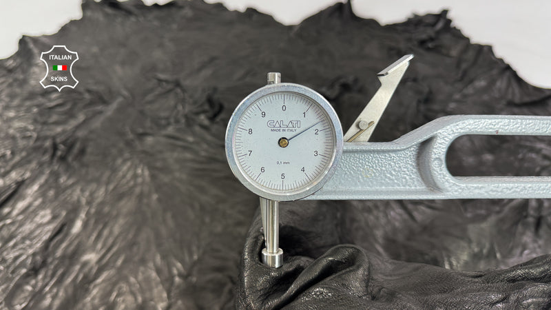 WASHED BLACK WRINKLED vegetable tanned Italian Lambskin leather skins