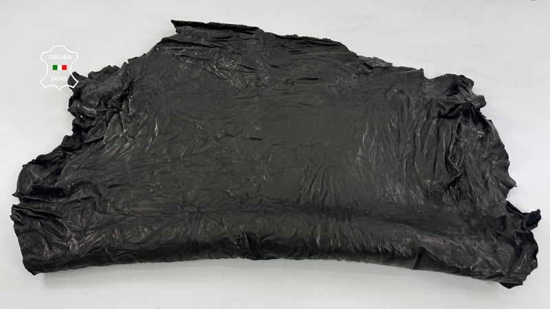 WASHED BLACK WRINKLED vegetable tanned Italian Lambskin leather skins