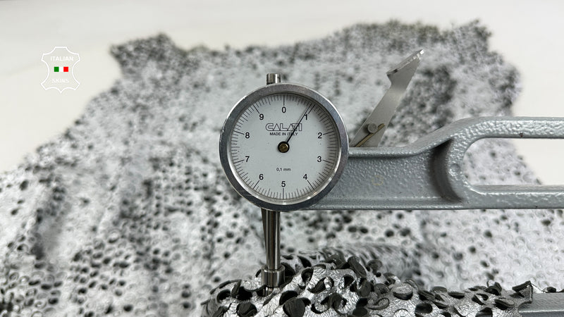METALLIC SILVER WASHED Perforated Textured Thick Soft Italian Lambskin