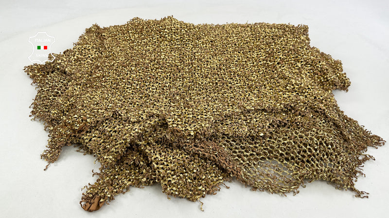 METALLIC GOLD Double Perforated Textured Double Washed Vegetable Tan Soft Lambskin