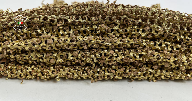 METALLIC GOLD Double Perforated Textured Double Washed Vegetable Tan Soft Lambskin