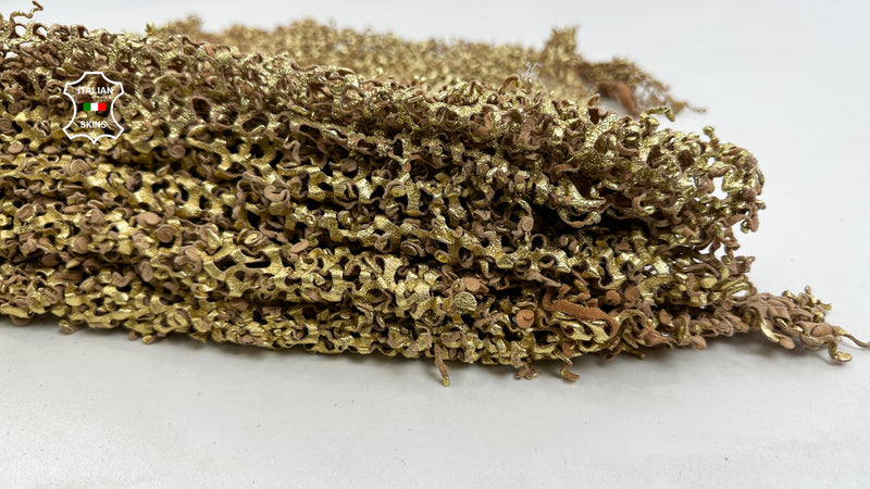 METALLIC GOLD Double Perforated Textured Double Washed Vegetable Tan Soft Lambskin