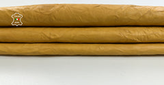 Washed cheddar cheese yellow lambskin leather from Italianskins, showcasing soft, vegetable-tanned Italian lambskin leather skins.
