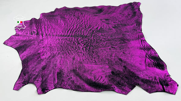 METALLIC HOT PINK CRACKLED distressed stonewash vintage look Italian lambskin lamb sheep wholesale leather skins 0.5mm to 1.2 mm