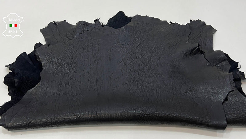 BUBBLY BLACK WASHED veg tanned Italian Lambskin leather skins
