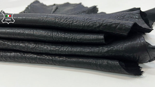 BUBBLY BLACK WASHED veg tanned Italian Lambskin leather skins