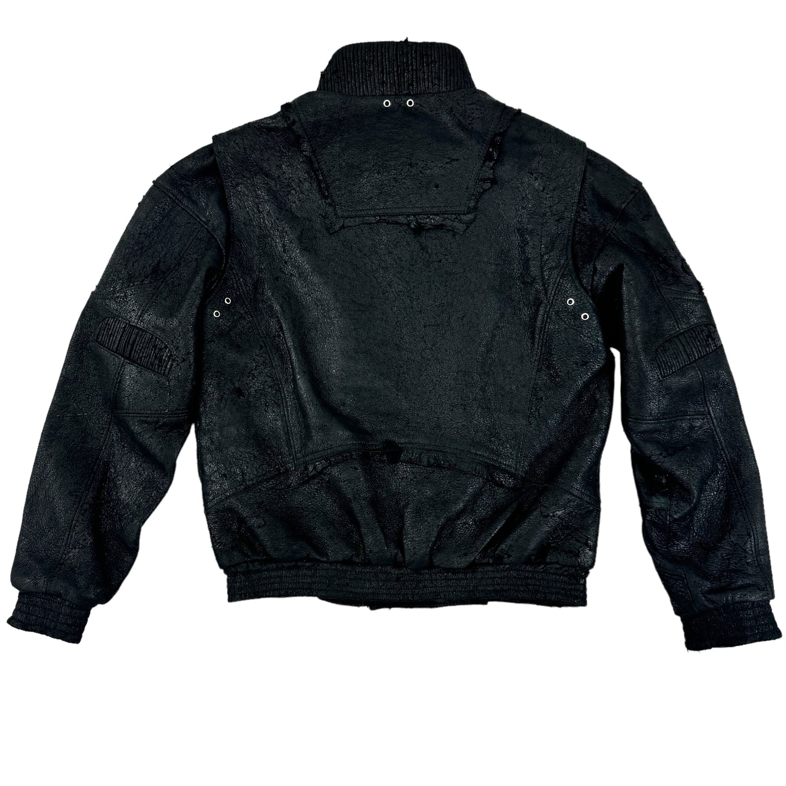 Italian handmade Men genuine USED VINTAGE BLACK lamb leather