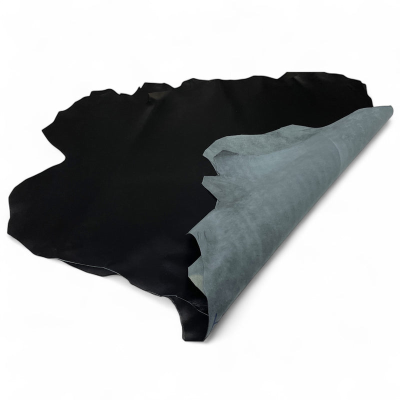 BLACK FULL GRAIN smooth Italian genuine Lambskin leather skins 0.5mm to 1.2mm