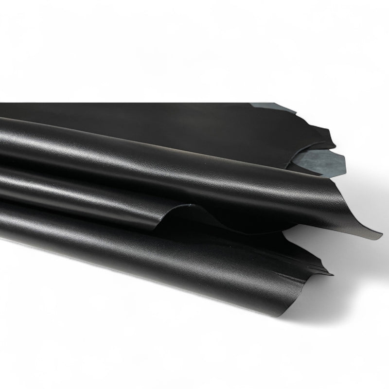 BLACK FULL GRAIN smooth Italian genuine Lambskin leather skins 0.5mm to 1.2mm