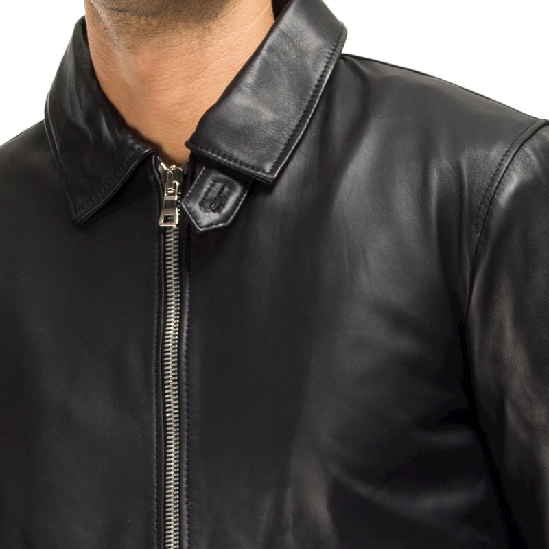 Italian handmade Men genuine lamb leather bomber jacket BLACK S to 2XL