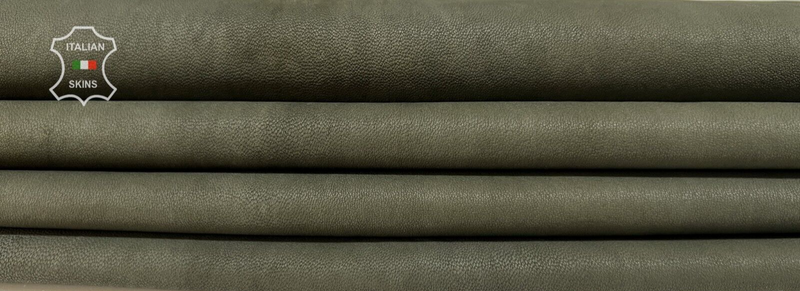 OLIVE GREEN VEGETABLE TAN Soft Italian Stretch Lambskin leather 6sqf 0.8mm B7139