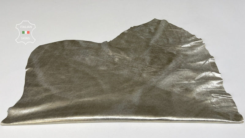 METALLIC PLATINUM CRACKED Thin Soft Italian Lambskin leather 4sqf 0.5mm #B7511