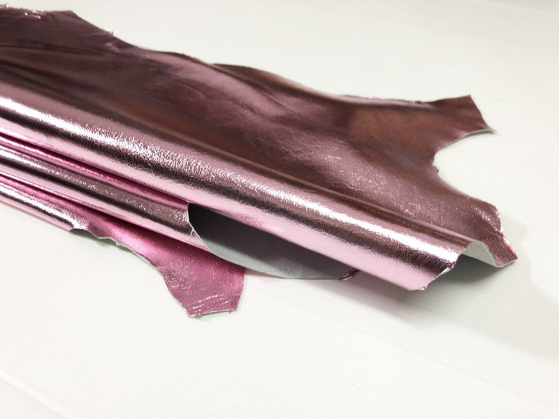 METALLIC PINK  Italian Lambskin leather hide skin pelt  skins hides 8sqf 0.7mm