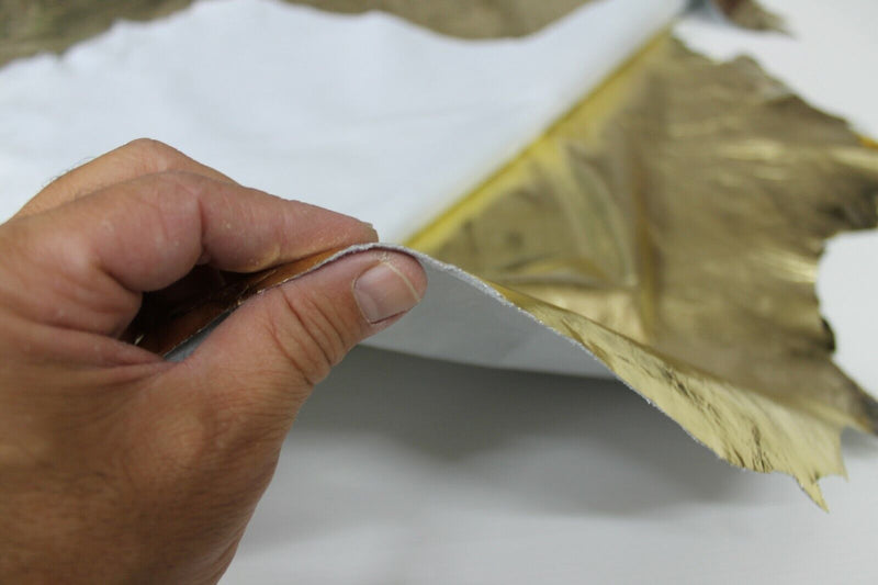 METALLIC GOLD CRINKLE Lambskin Lamb Sheep leather 2 skins 14sqf 0.5mm #A6624