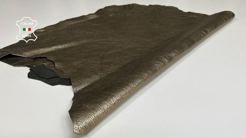 METALLIC PEWTER CRISPY Soft Italian Lambskin leather 2 skins 12sqf 0.8mm #B4292