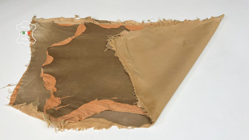 NATURAL WALNUT BROWN Soft Stretch Lambskin leather 2 skins 10sqf 0.7mm #B7133