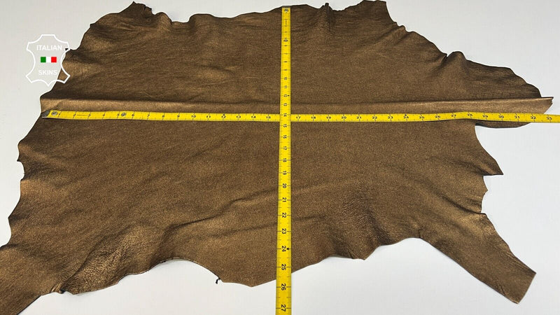 METALLIC BRONZE ROUGH Thick Soft Italian Goatskin leather hide 5sqf 1.1mm #B8491
