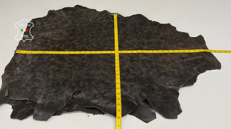 DARK BROWN ANTIQUED VEGETABLE TAN Thick Goat leather 2 skins 11sqf 1.1mm #B7508