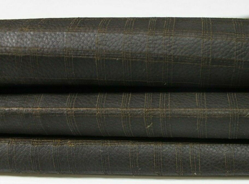 DARK BROWN TEXTURED VINTAGE soft Italian CALFSKIN leather skin 5sqf 0.9mm #A4737
