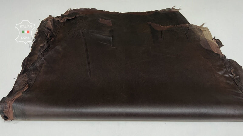 CHESTNUT BROWN ANTIQUED Stretch Lambskin leather hides 3 skins 20sqf 0.7mm B7433