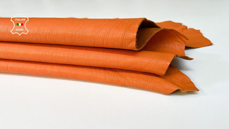 PUMPKIN ORANGE VEGETABLE TAN Thick Italian Goatskin leather 5+sqf 1.5mm #B9248