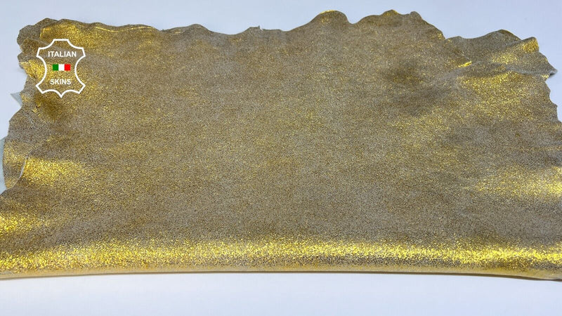 METALLIC YELLOW SHIMMER CRACKED Soft Goatskin leather 2 skins 10sqf 1.0mm B6622