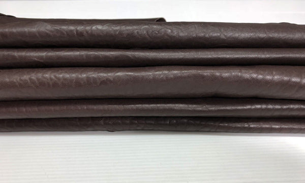 Italian lambskin leather skins hides hide GRAINY BROWN CHOCOLATE 6+sqf