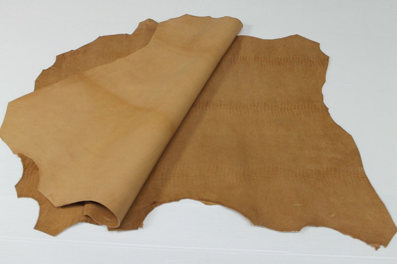 TAN TEJUS REPTILE textured print shiny sand Goatskin leather 2 skins 5sqf #A6920