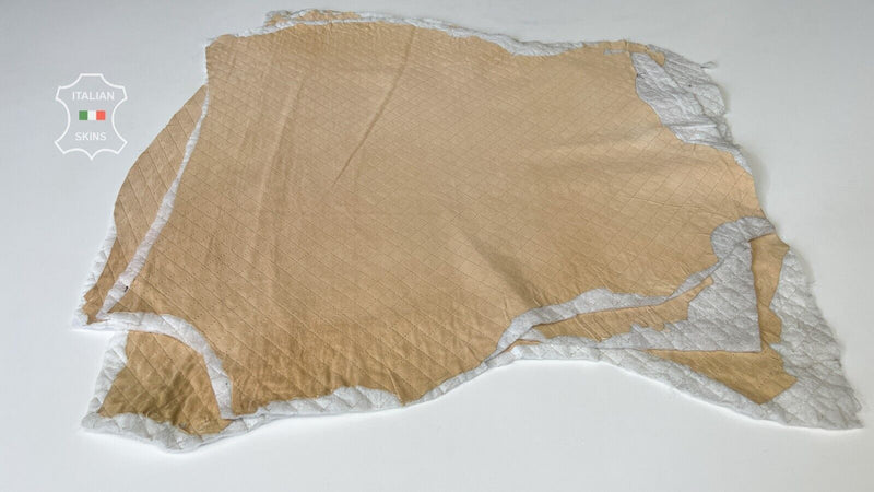 LIGHT SAND QUILTED SUEDE Soft Italian Lambskin leather 3 skins 15sqf 0.9mm B7365