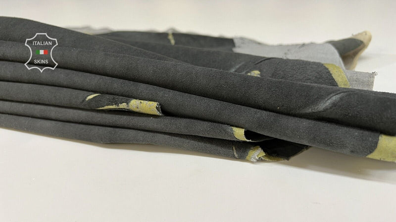 DARK SUEDE ANTIQUED BACKED Italian Stretch Lamb leather 4skins 24sqf 0.6mm B7159