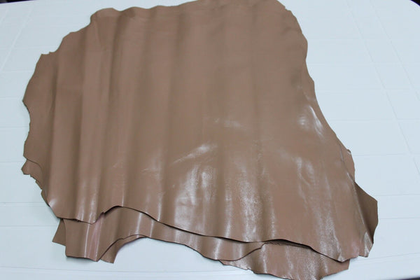 Italian Goatskin leather skin hide skins hides SMOOTH SHINY CAFFELATTE 3+sqf