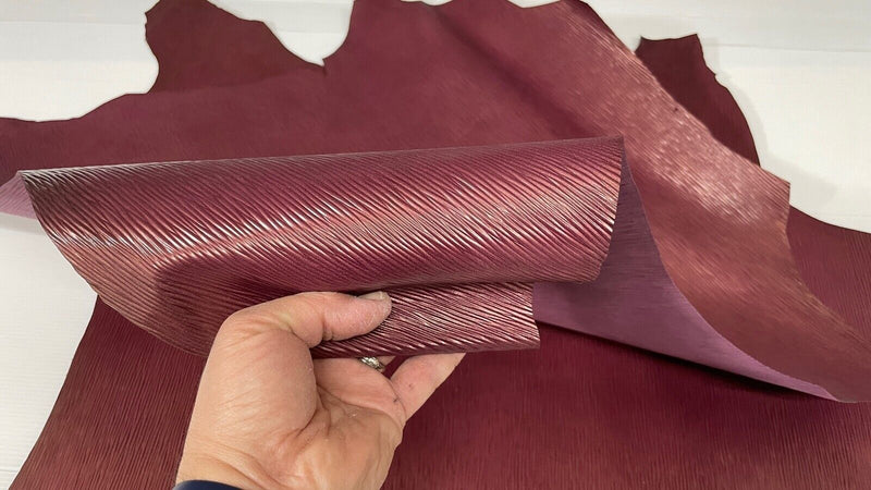 WINE EPI LV textured shiny strong Goatskin leather 2 skins 7sqf 0.8mm #A7425