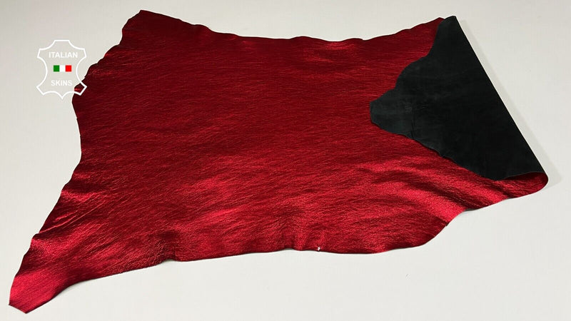 METALLIC RED ROUGH Soft Italian Lambskin Sheep leather hides 6sqf 0.7mm #B6196