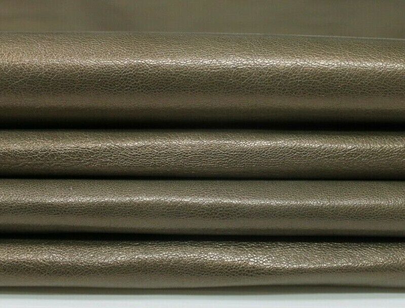 PEARLIZED OLIVE Italian Goatskin leather 6 skins hides total 20sqf 0.7mm #5784