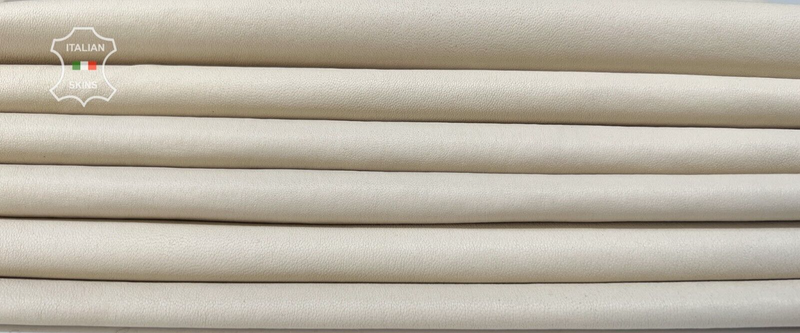 IVORY Thin Soft Stretch Italian Lambskin leather hide 4 skins 20sqf 0.6mm #B7648