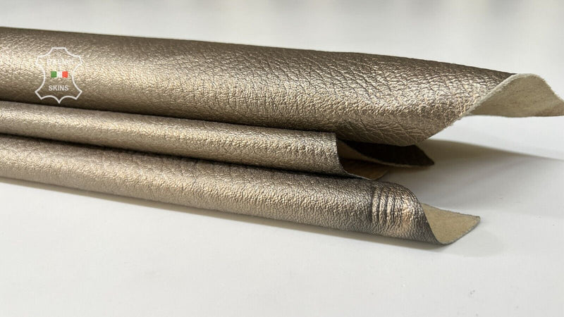 METALLIC PLATINUM ECRU GRAINY VEGETABLE TAN Goatskin leather 5sqf 1.0mm #B7525