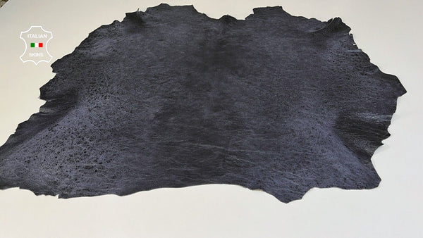 BLUE BLACK COATED CRINKLED Thick Soft Italian Goatskin leather 9sqf 1.5mm #B9408