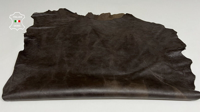 DARK BROWN VEGETABLE TAN Thick Soft Goatskin Goat leather hides 6sqf 1.3mm B8594